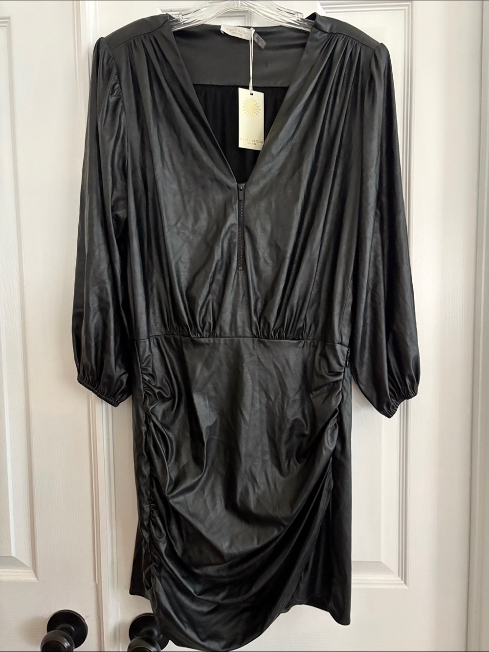 Ramy Brook Ines Designer luxury Faux Leather bikercore cocktail dress SIZE 6 NWT